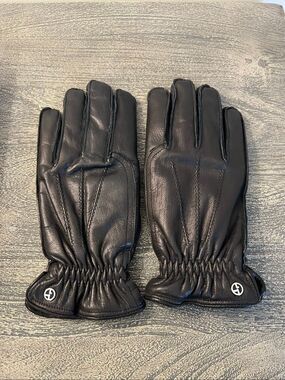 Giorgio Armani Black Deer Leather & Cashmere Lined Gloves